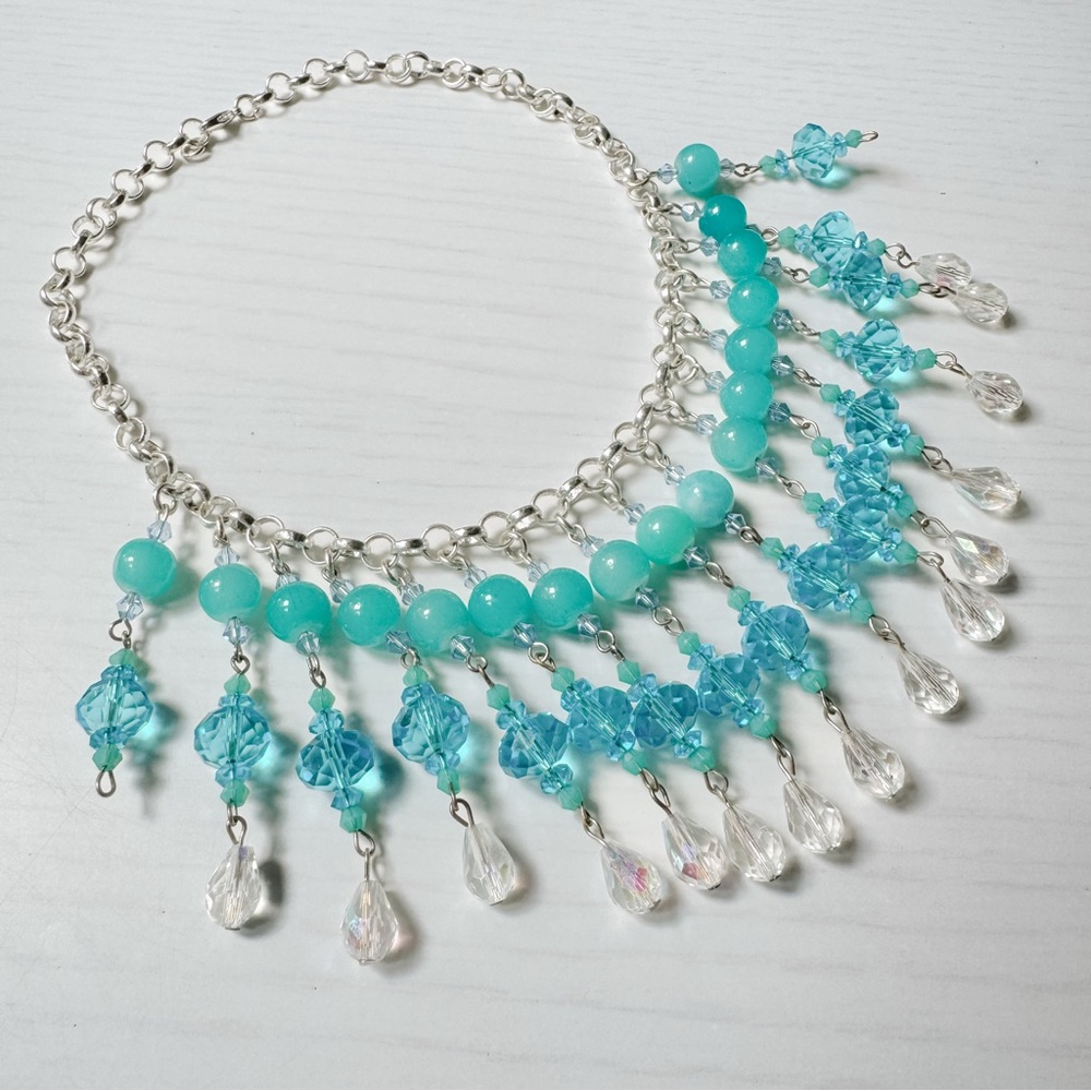 Boho Coastal Cowgirl Silver and Blue Beaded Necklace - Picture 8 of 8